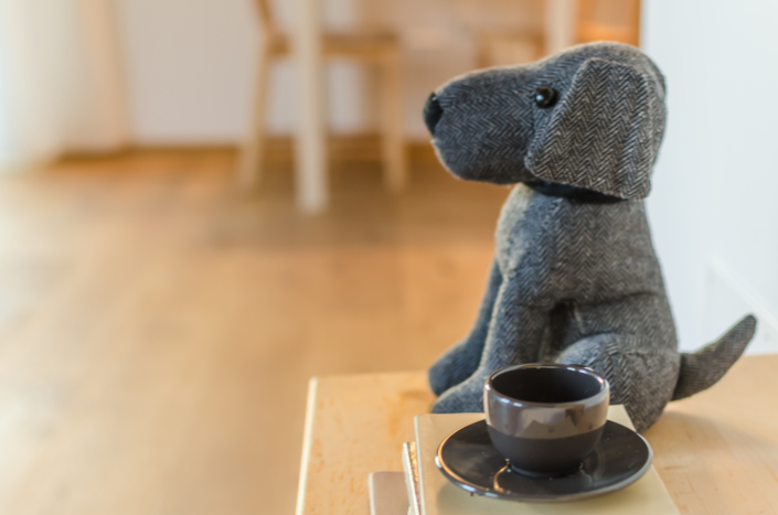 caffè con cane pavimento in legno atmosfera home staging